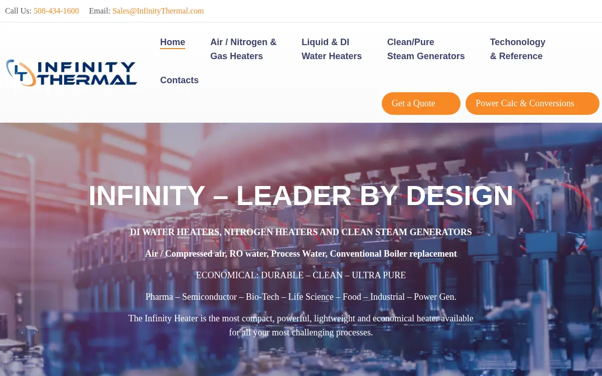 Homepage of Infinity Thermal CORP.