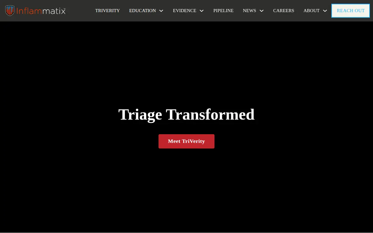 Homepage of Inflammatix, INC.