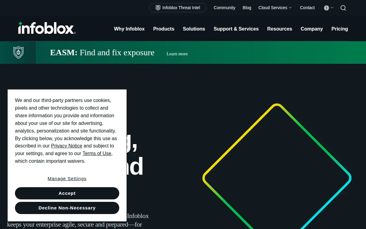 Homepage of Infoblox INC.