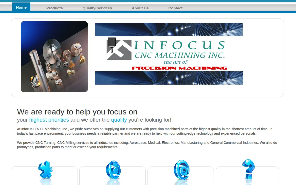 Homepage of Infocus Cnc Machining, INC.