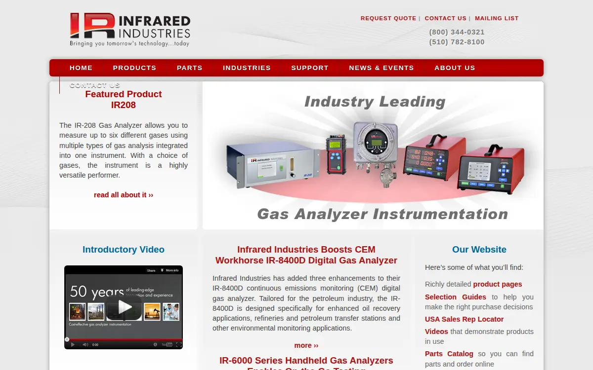 Homepage of Infrared Industries, INC