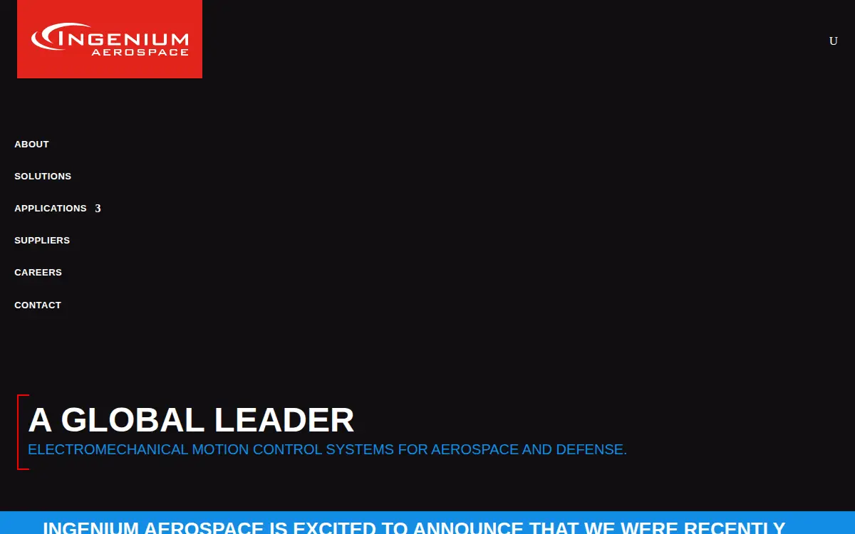 Homepage of Ingenium Aerospace LLC