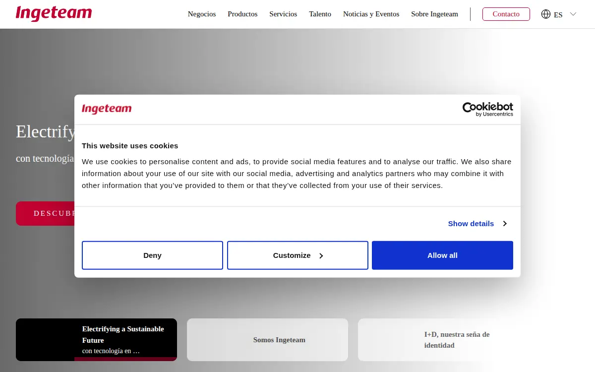 Homepage of Ingeteam INC