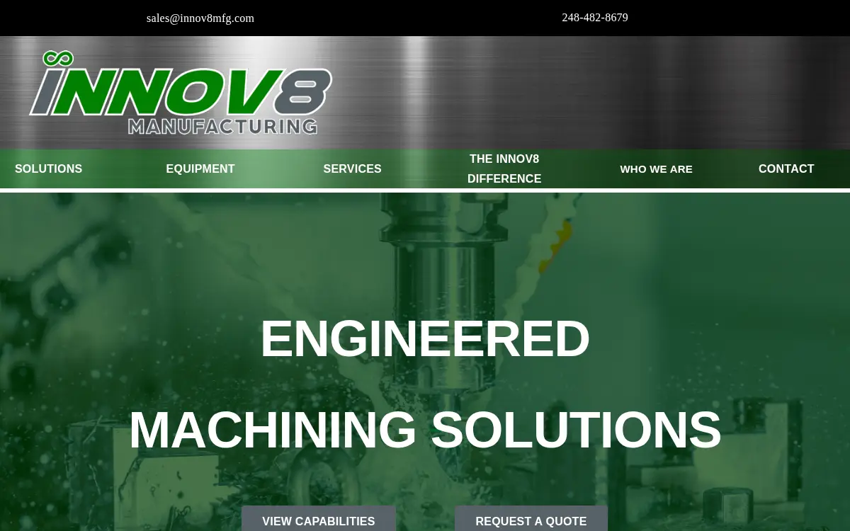 Homepage of Innov8 Manufacturing LLC