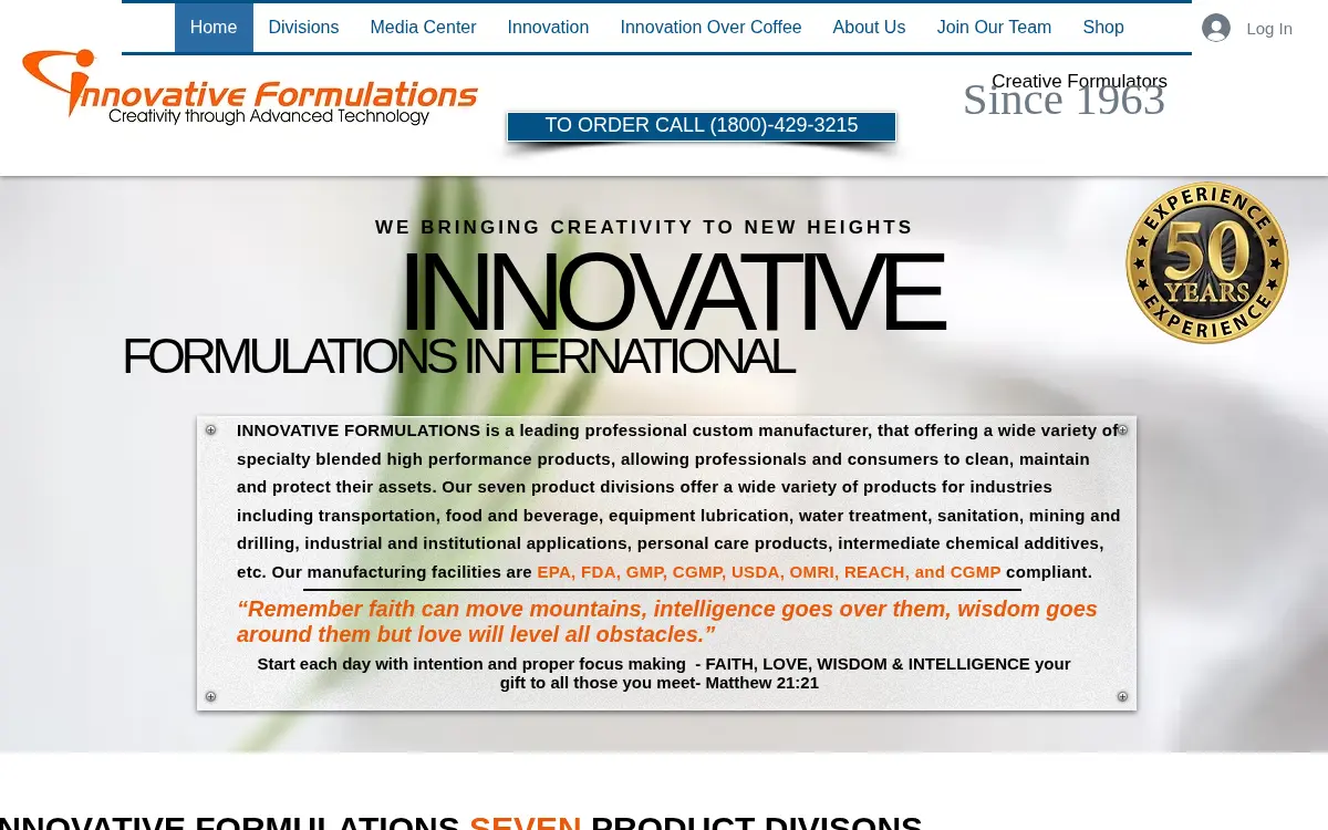 Homepage of Innovative Formulations INC