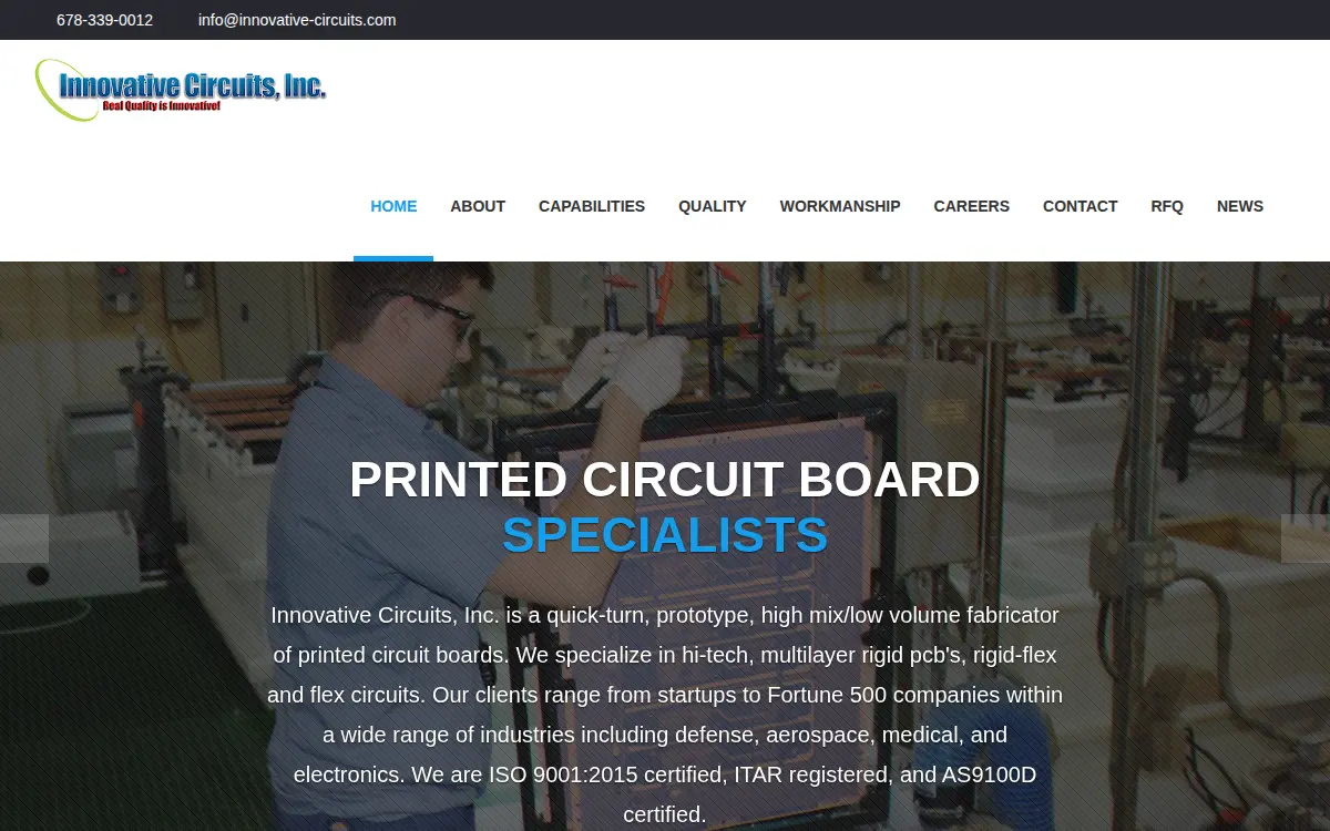 Homepage of Innovative Circuits, INC.