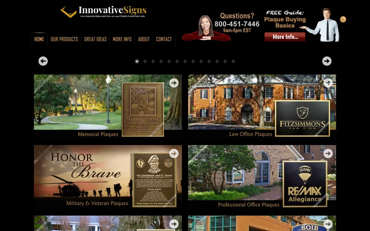 Homepage of Innovative Signs, INC.