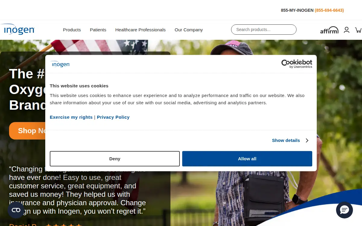 Homepage of Inogen, INC