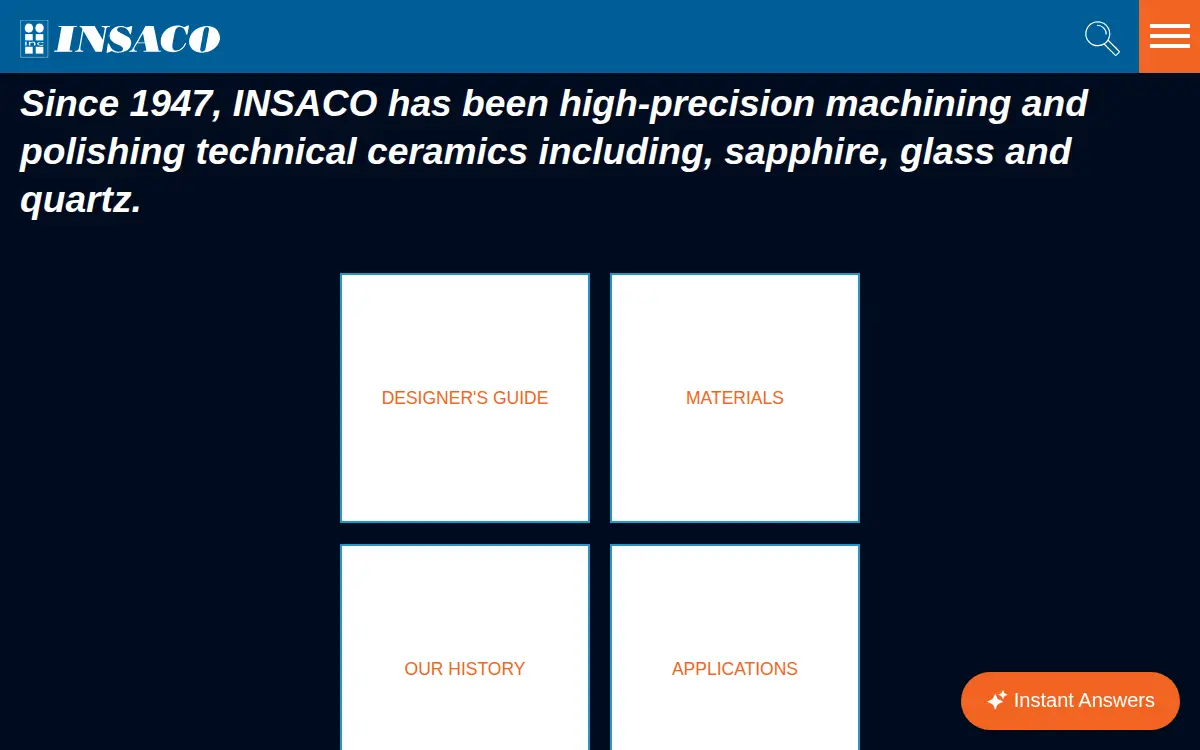 Homepage of Insaco INC