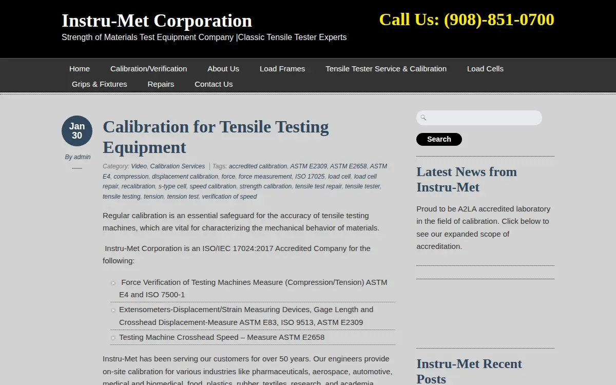 Homepage of Instru-met CORP