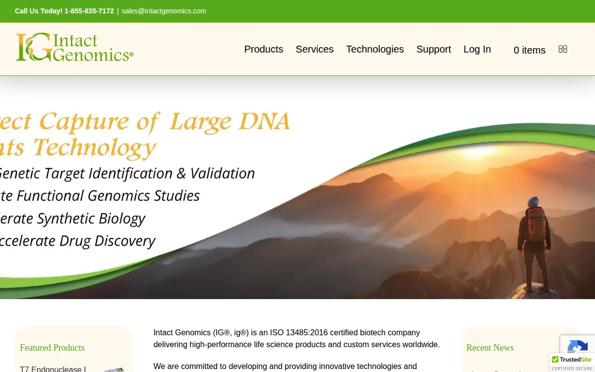 Homepage of Intact Genomics INC