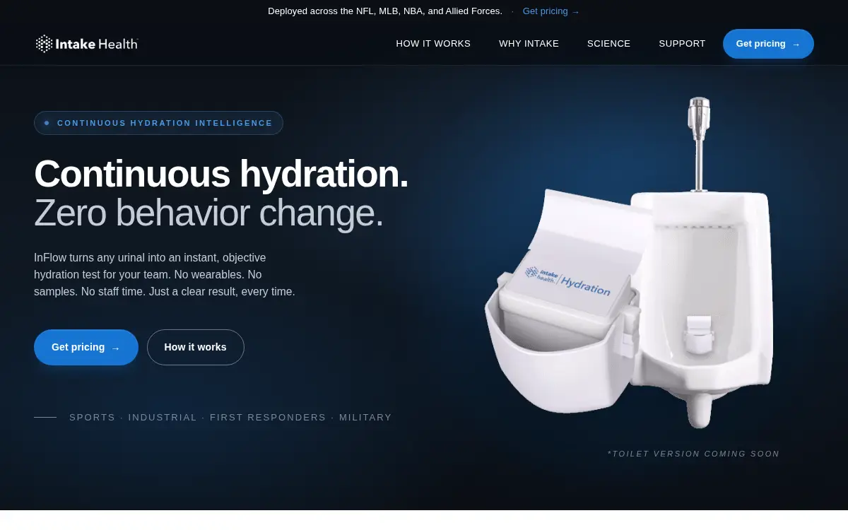 Homepage of Intake Health, INC