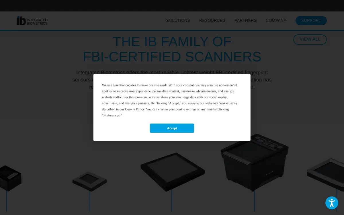 Homepage of Integrated Biometrics, LLC