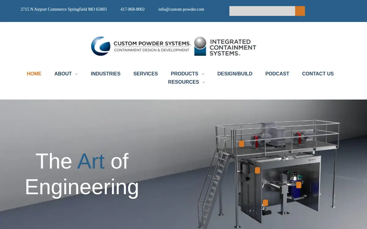 Homepage of Integrated Containment Systems, LLC