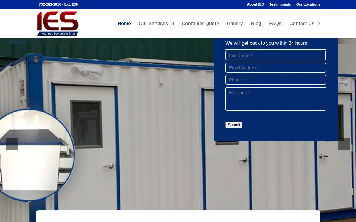 Homepage of Integrated Equipment Sales LLC.
