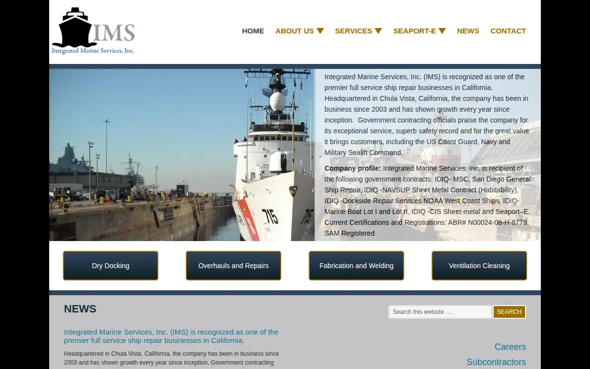 Homepage of Integrated Marine Services, INC.