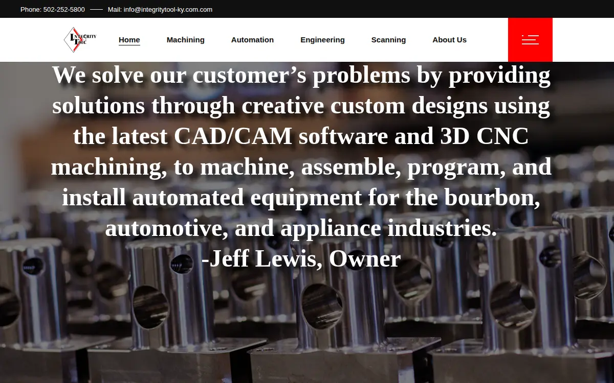 Homepage of Integrity Tool & Mold, LLC