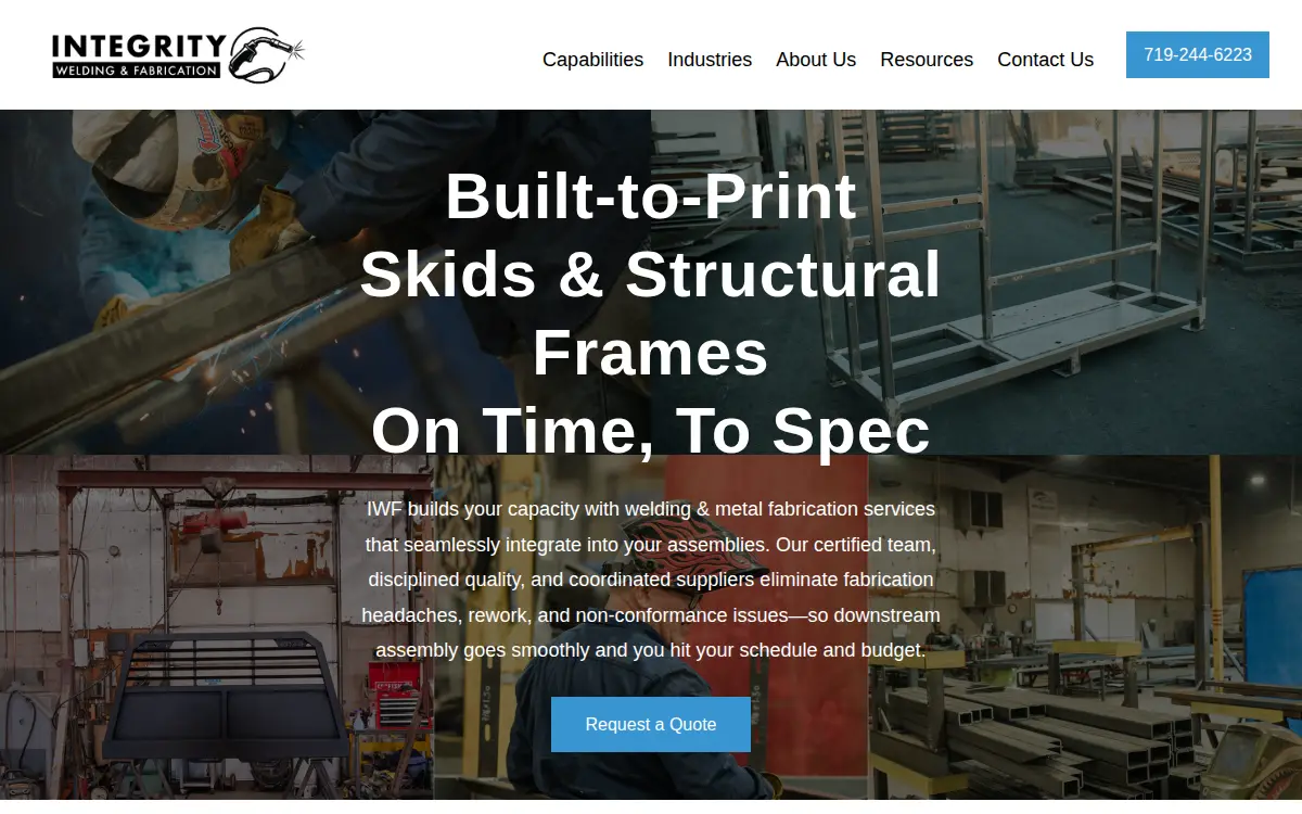 Homepage of Integrity Welding & Fabrication LLC
