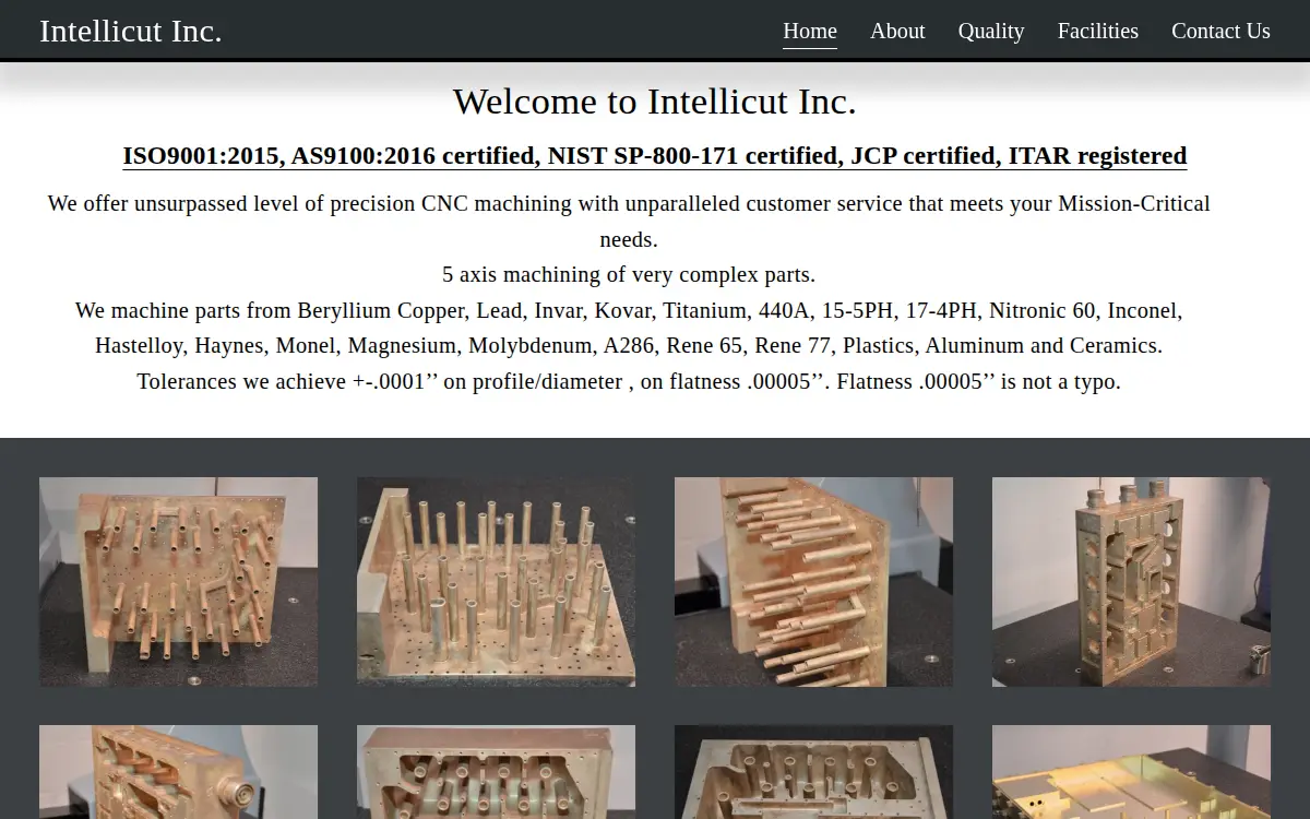 Homepage of Intellicut Incorporated