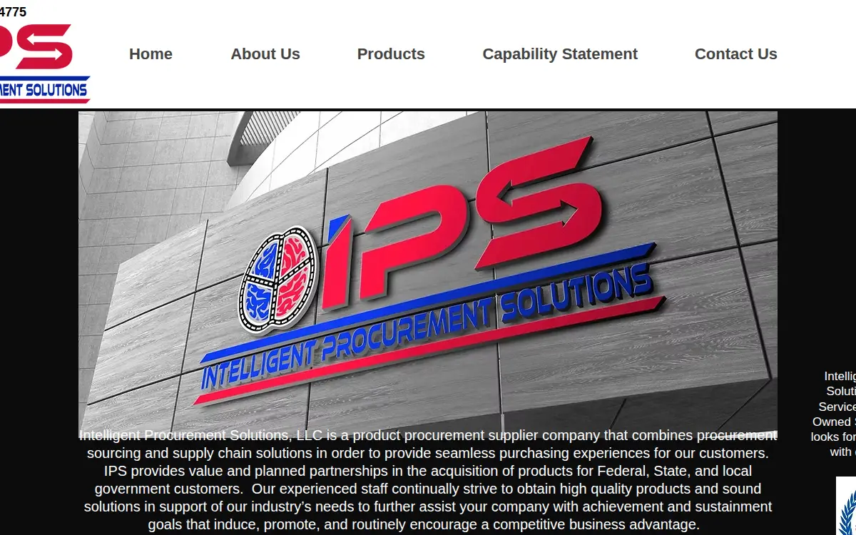 Homepage of Intelligent Procurement Solutions, LLC