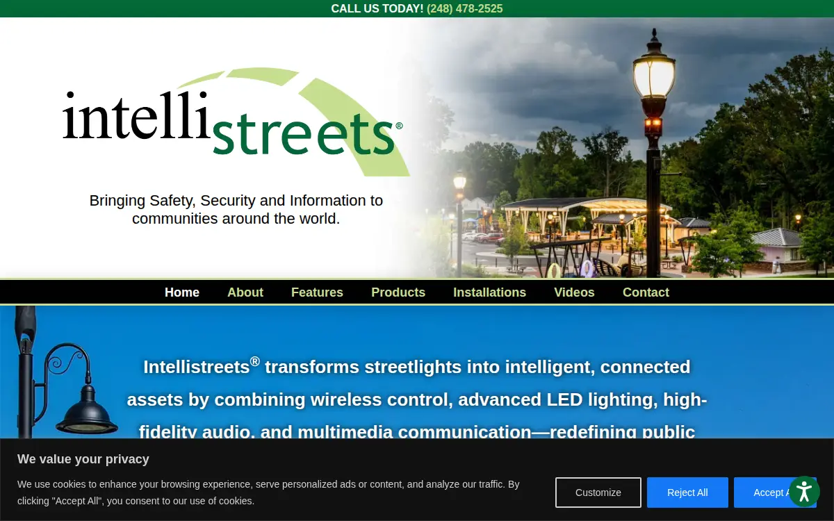 Homepage of Intellistreets, INC.