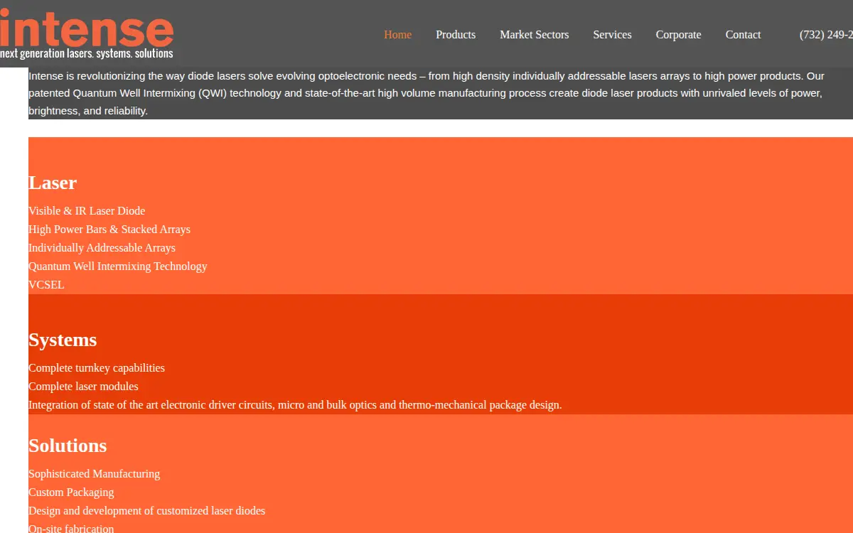 Homepage of Intense, INC.