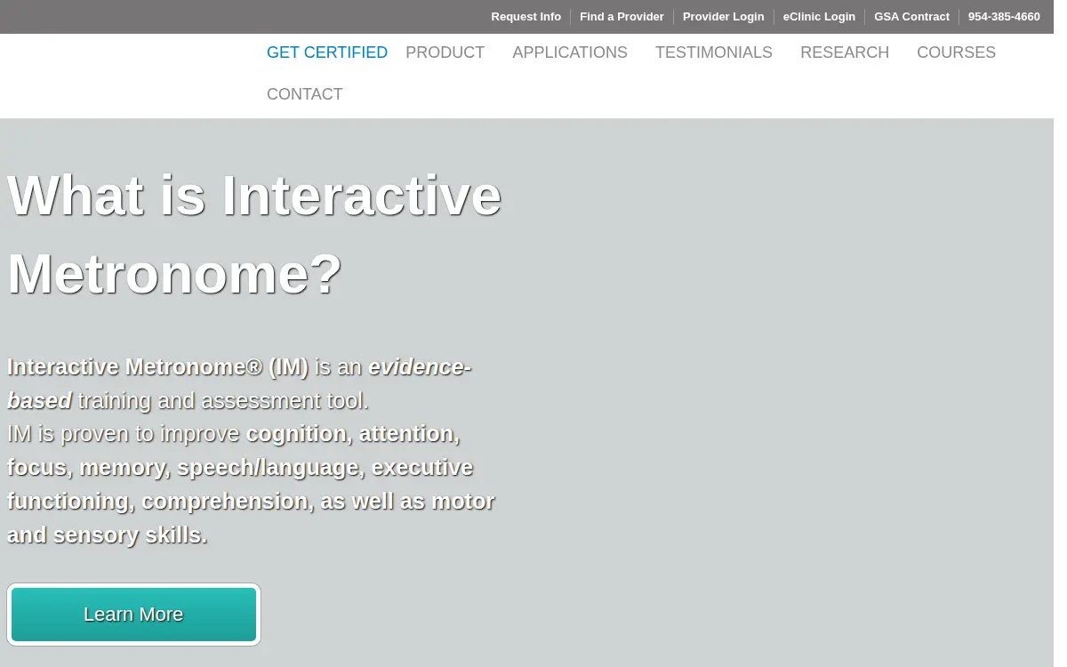Homepage of Interactive Metronome, INC