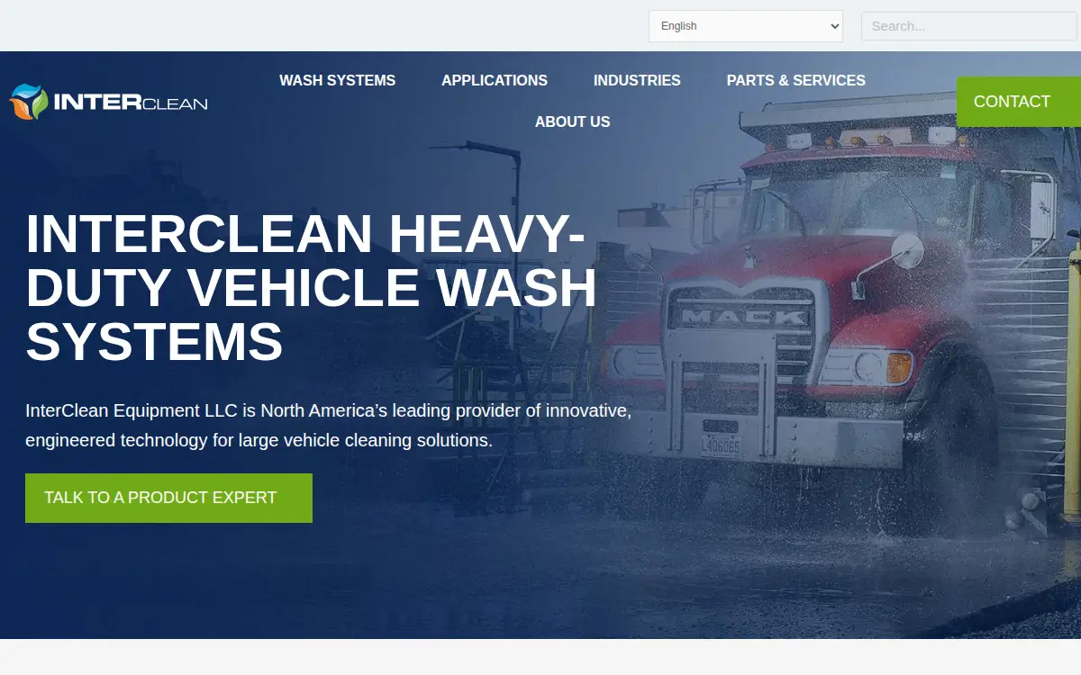 Homepage of Interclean Equipment, LLC