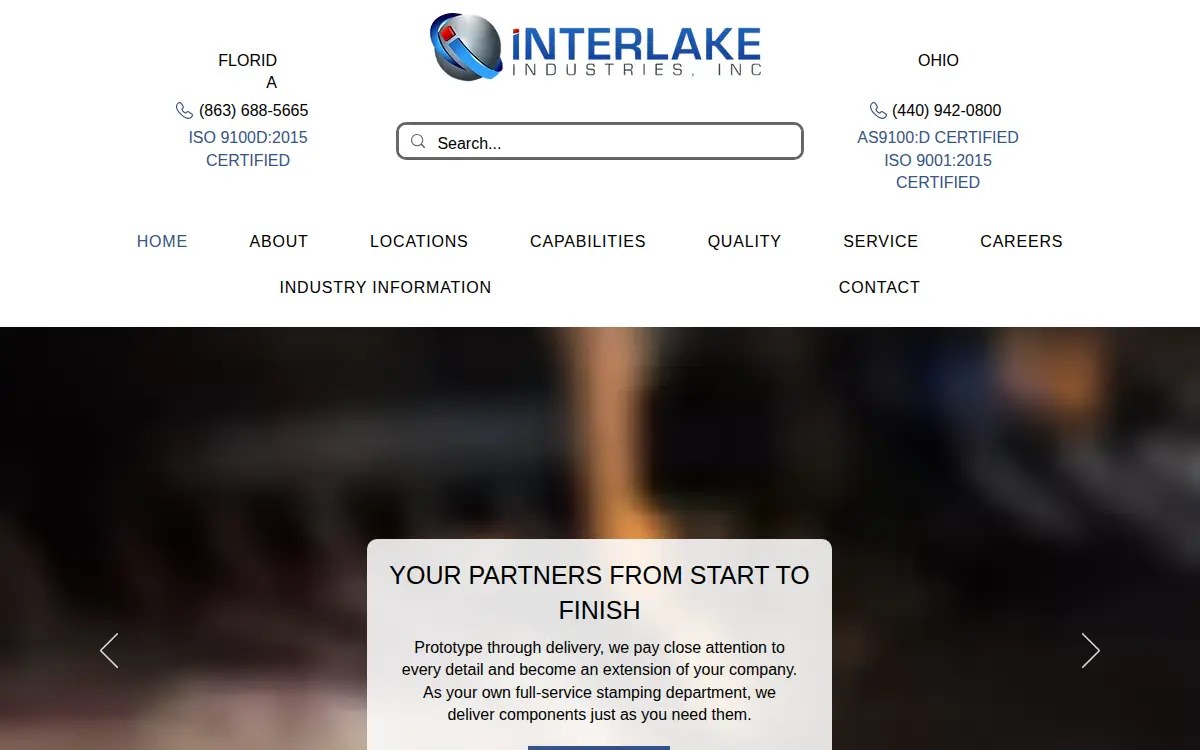 Homepage of Interlake Stamping of Florida, INC.