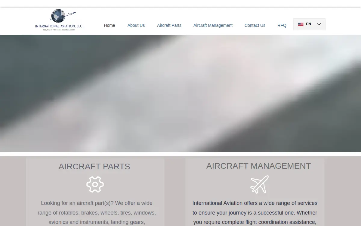 Homepage of International Aviation, LLC