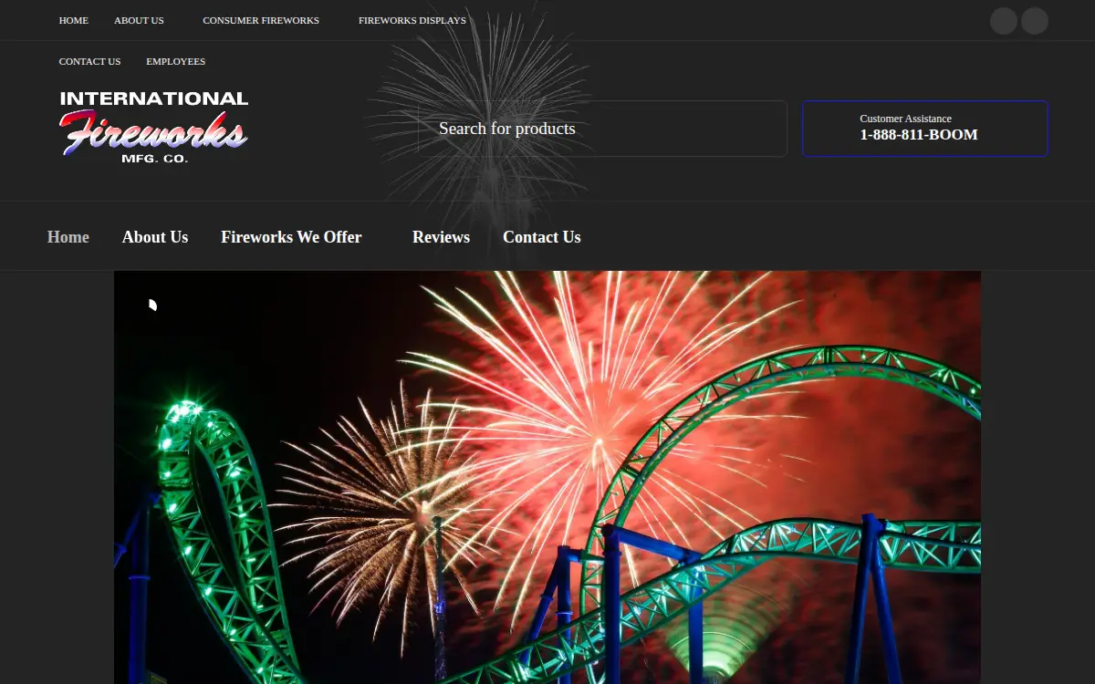 Homepage of International Fireworks Manufacturing CO