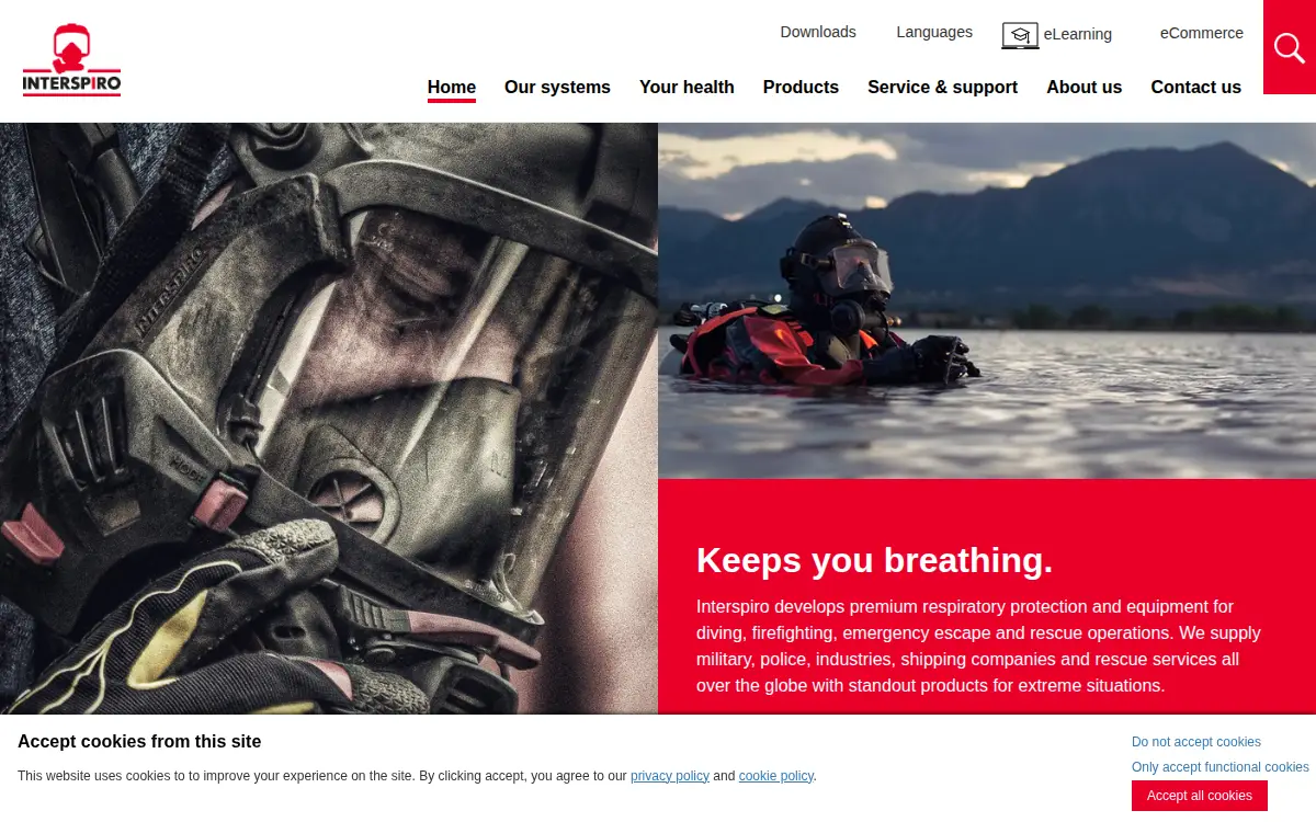 Homepage of Interspiro INC