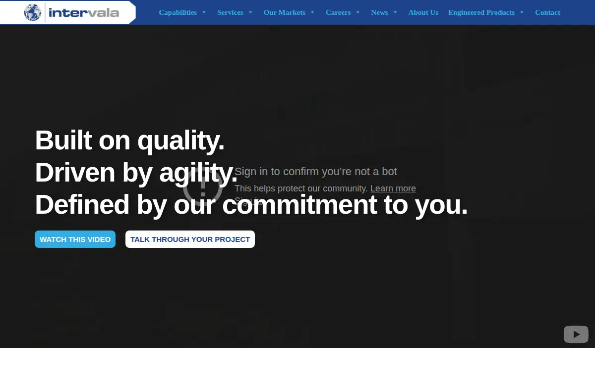 Homepage of Intervala, LLC