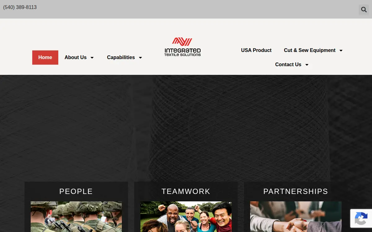 Homepage of Integrated Textile Solutions, Incorporated