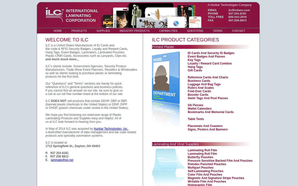 Homepage of International Laminating CORP
