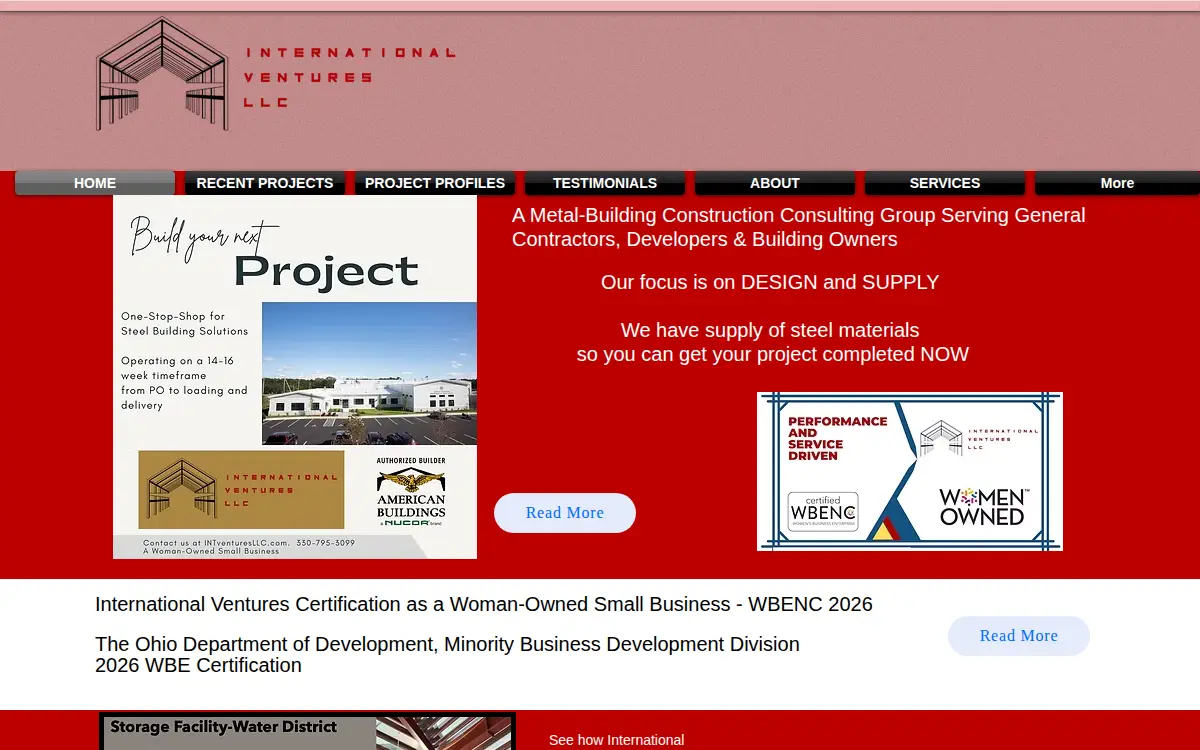 Homepage of International Ventures LLC