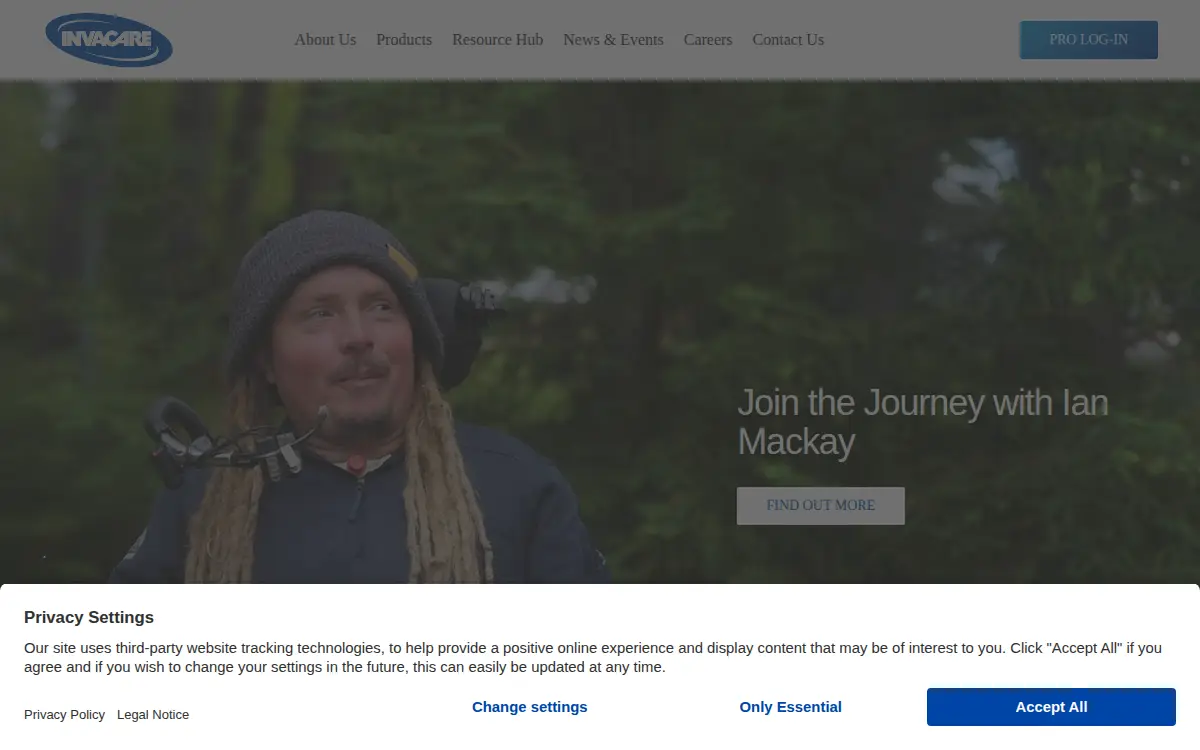 Homepage of Invacare CORP