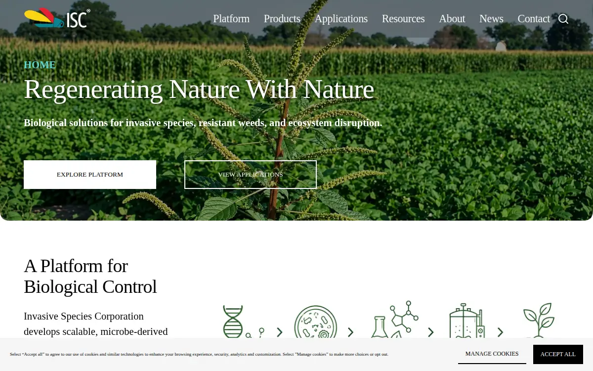 Homepage of Invasive Species Corporation