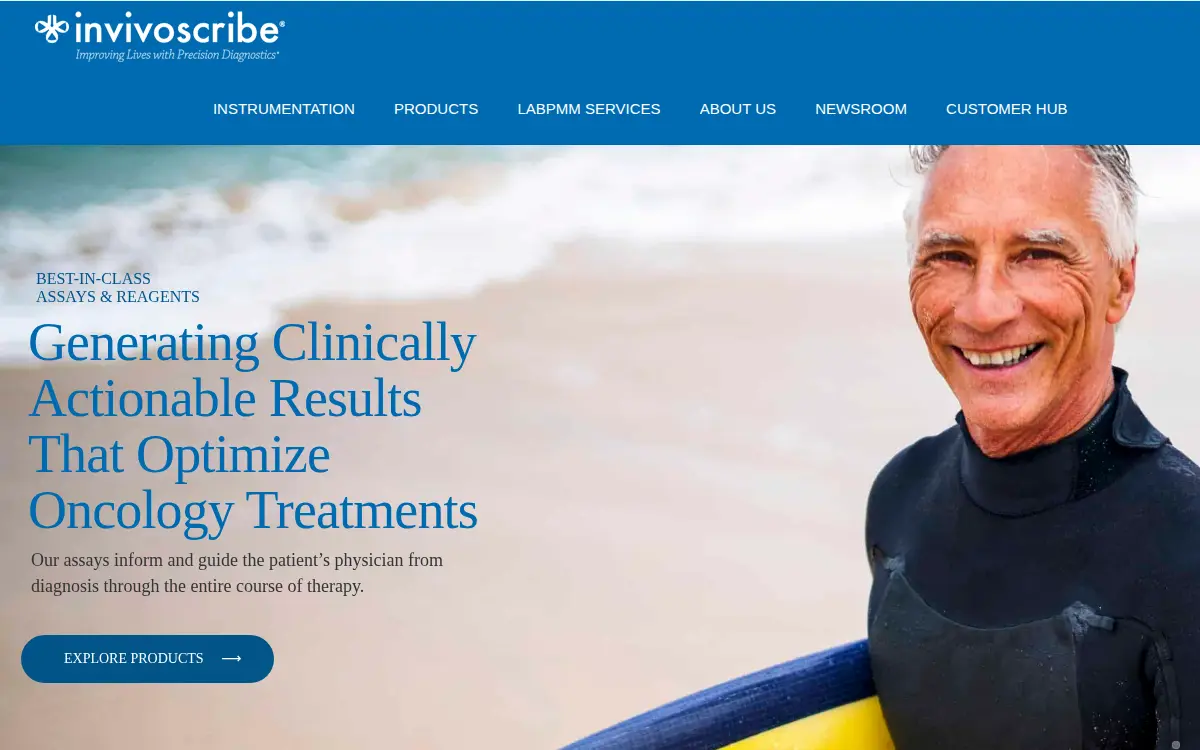 Homepage of Invivoscribe, INC.
