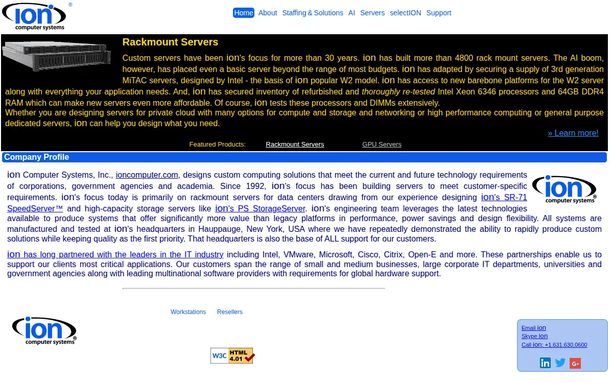 Homepage of Ion Computer Systems INC.