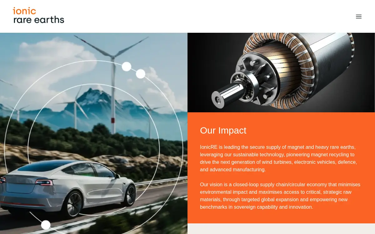 Homepage of Ionic Rare Earths Usa, INC.