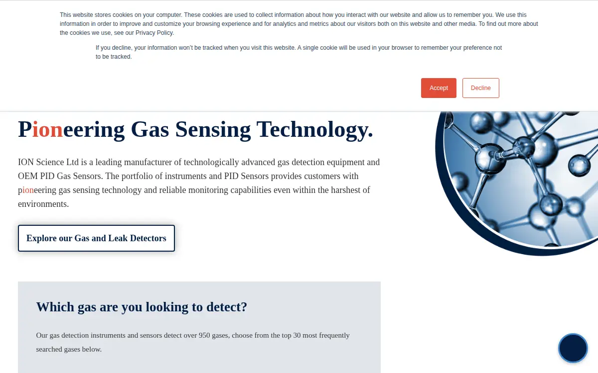 Homepage of Ion Science INC.
