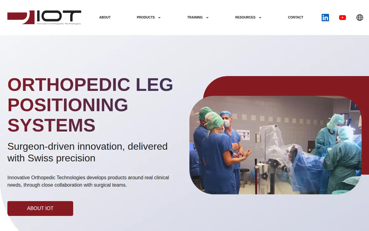 Homepage of Innovative Orthopedic Technologies, LLC