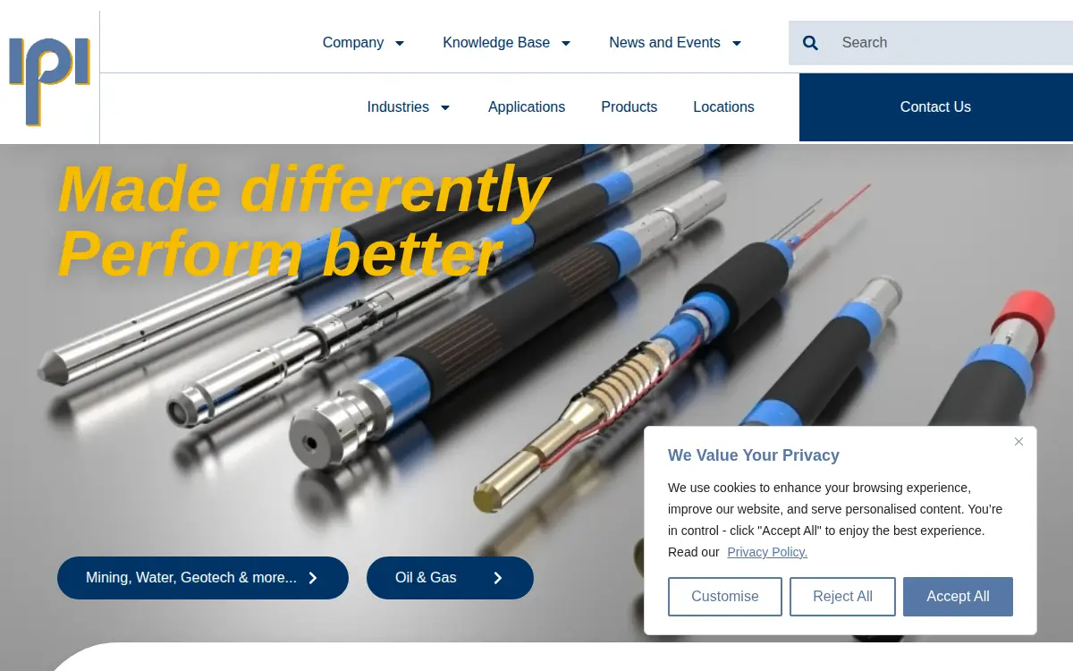 Homepage of Inflatable Packers International, LLC