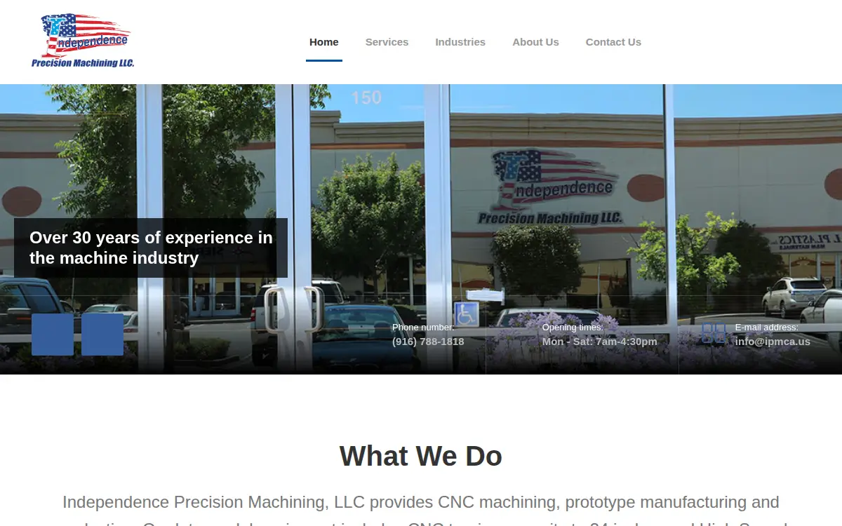 Homepage of Independence Precision Machining, LLC