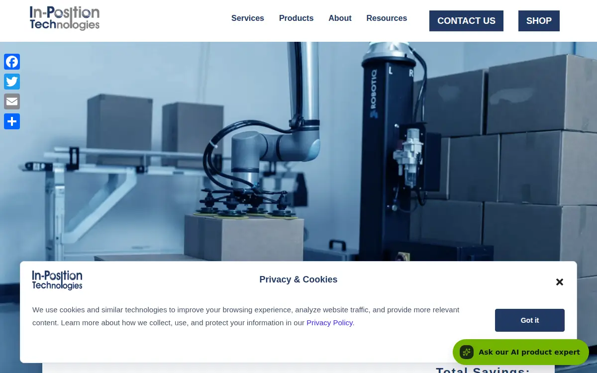 Homepage of In-position Technologies, LLC