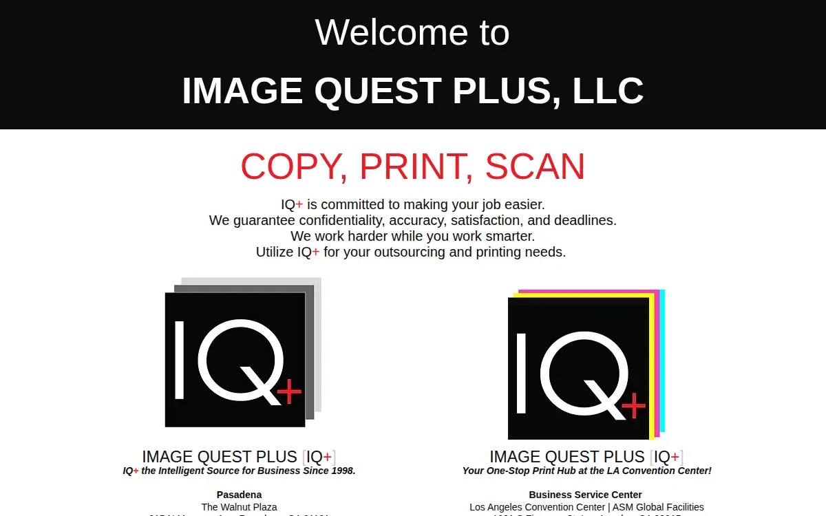 Homepage of Image Quest Plus LLC