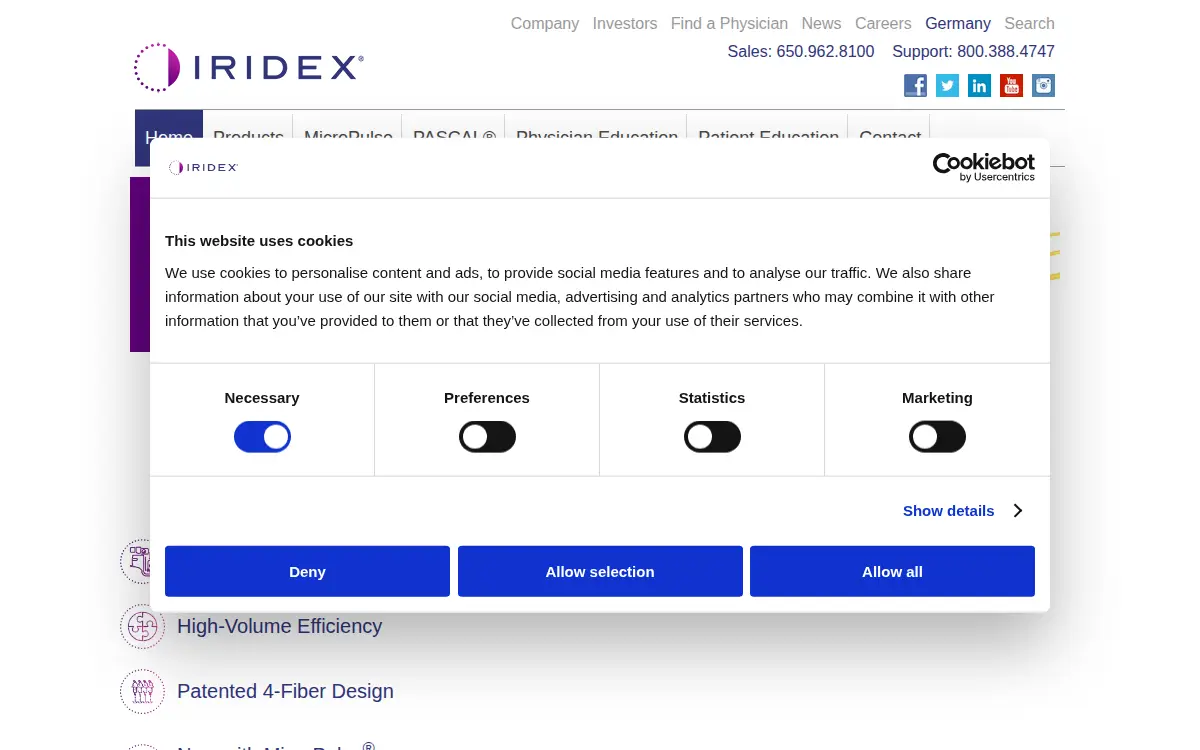 Homepage of Iridex CORP