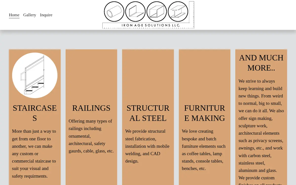 Homepage of Iron Age Solutions LLC