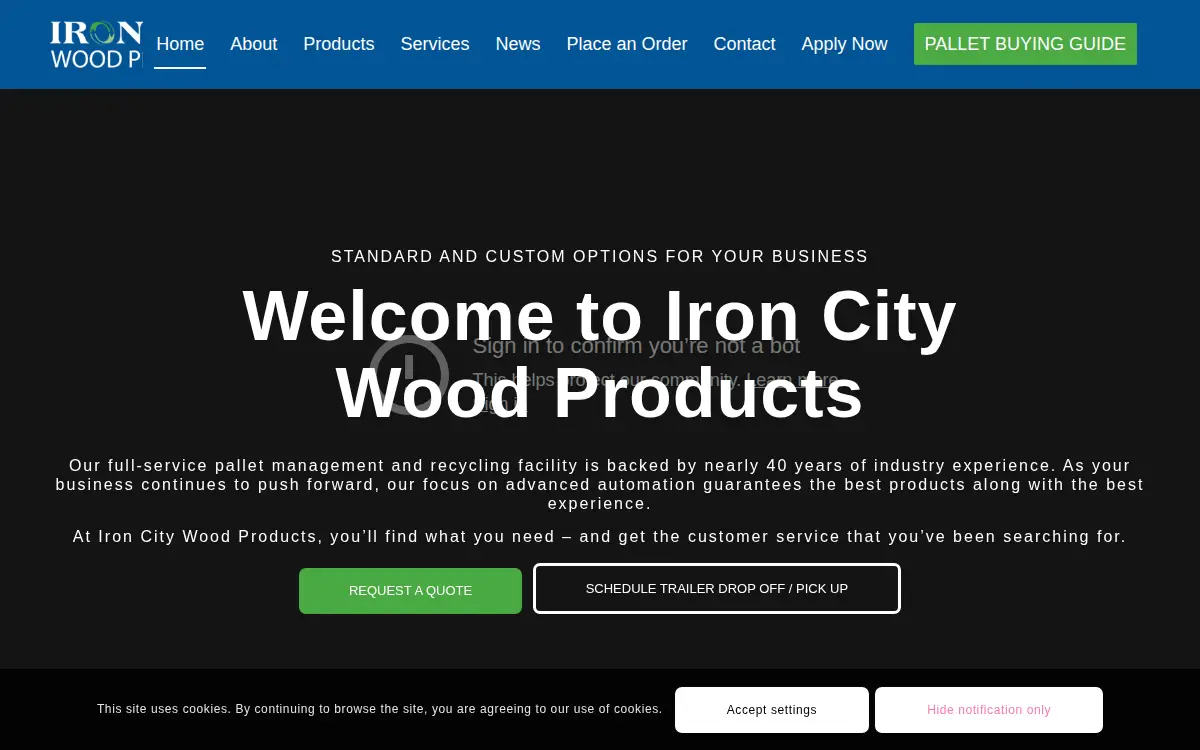Homepage of Iron City Wood Products INC